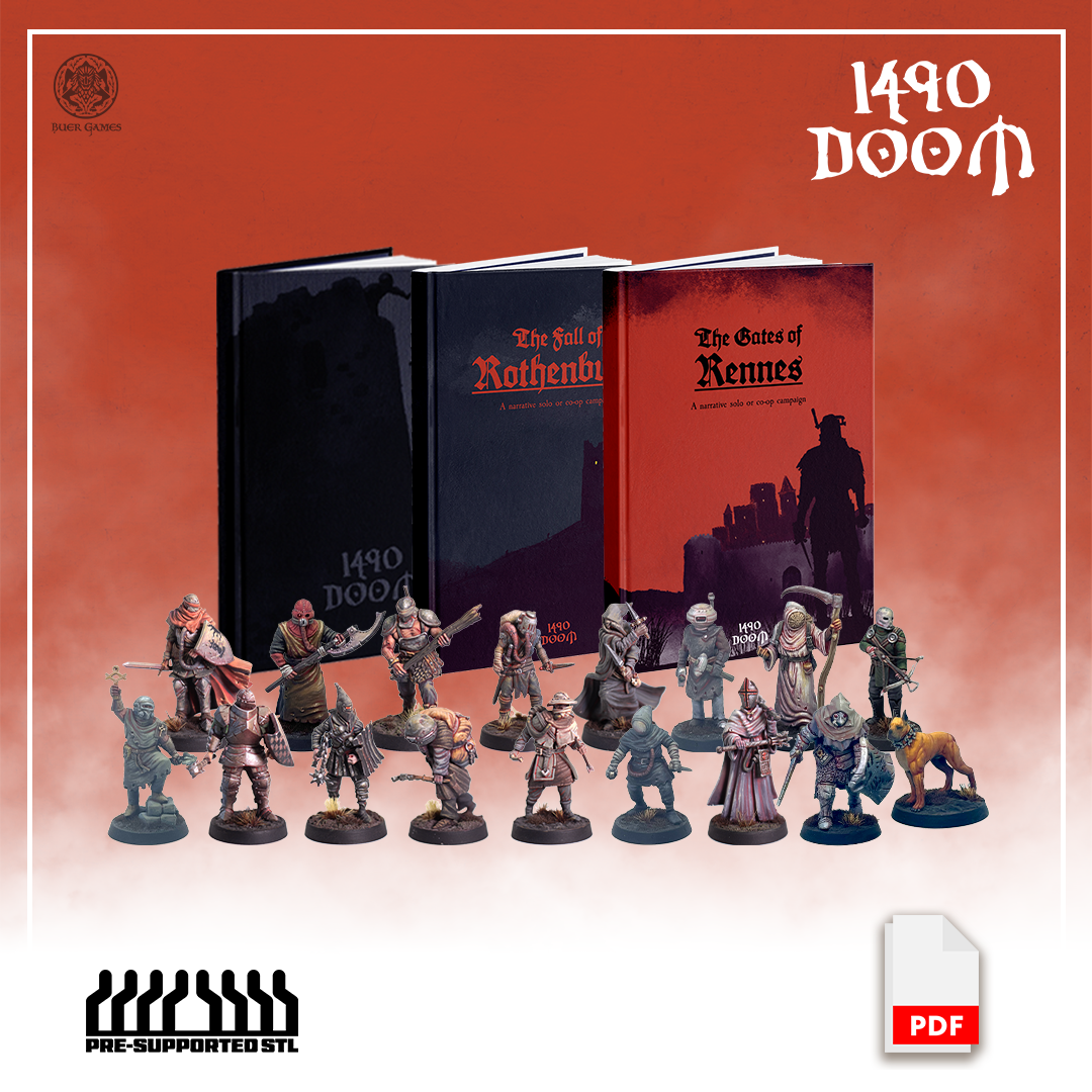 1490 DOOM Mega Bundle – Core Rules + Gates of Rennes + Fall of Rothenburg + Complete 17-Mini STL Collection