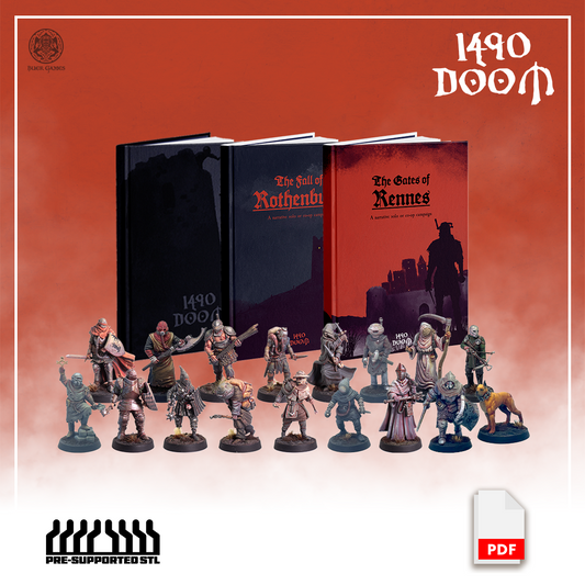 1490 DOOM Mega Bundle – Core Rules + Gates of Rennes + Fall of Rothenburg + Complete 17-Mini STL Collection
